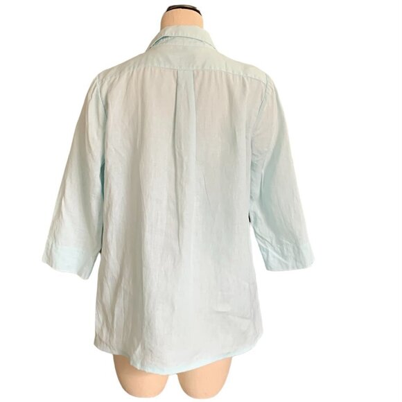 PURE Collection Linen Tunic Top Pastel Blue-Green/Aqua Sz 12 #230F - Picture 4 of 7